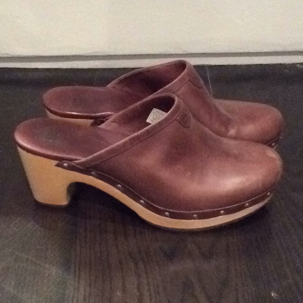UGG Brown Leather Clogs